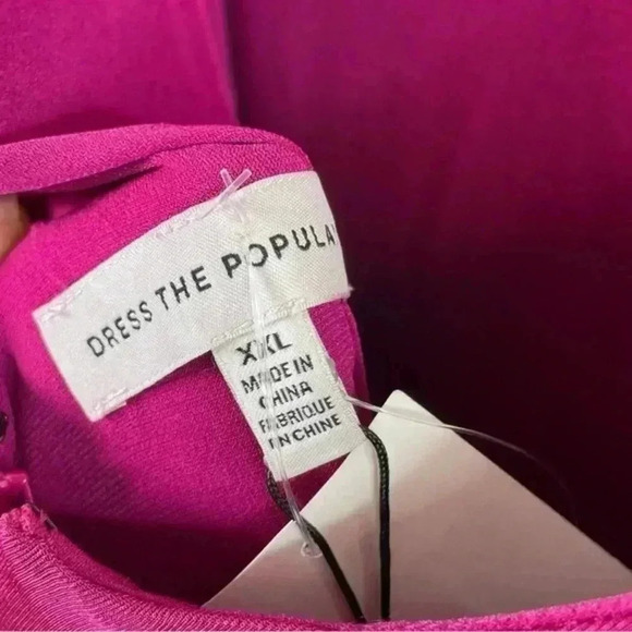 Dress The Population Magenta Karlie Luxe Coated Front Slit Sleeveless Dress - Picture 9 of 12